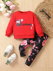 Baby Girls Little Princess Sweatshirt Floral Pants Set