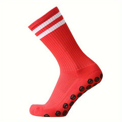 1pair Striped Football Socks Non-slip Soccer Socks Grip Socks