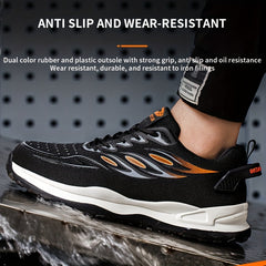 Men's Striped Work Safety Shoes Puncture-Proof Anti-skid Steel Toe Lightweight