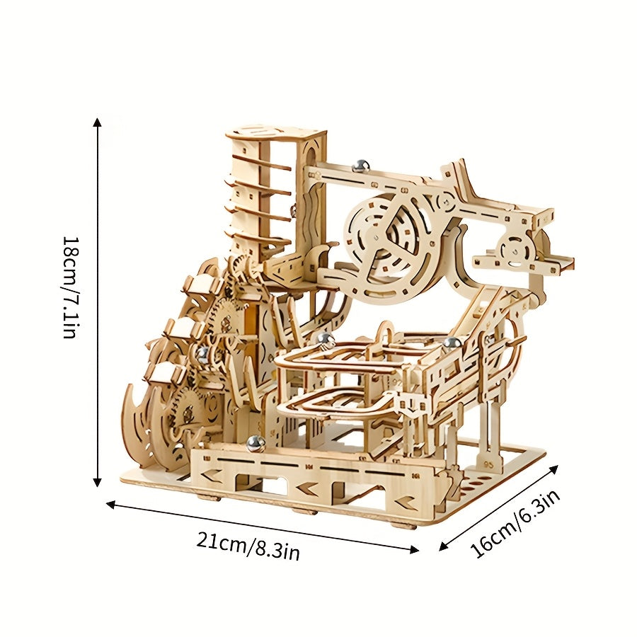 Educational Wooden Marble Runway Toy Mechanical Gear Set Brain Teaser