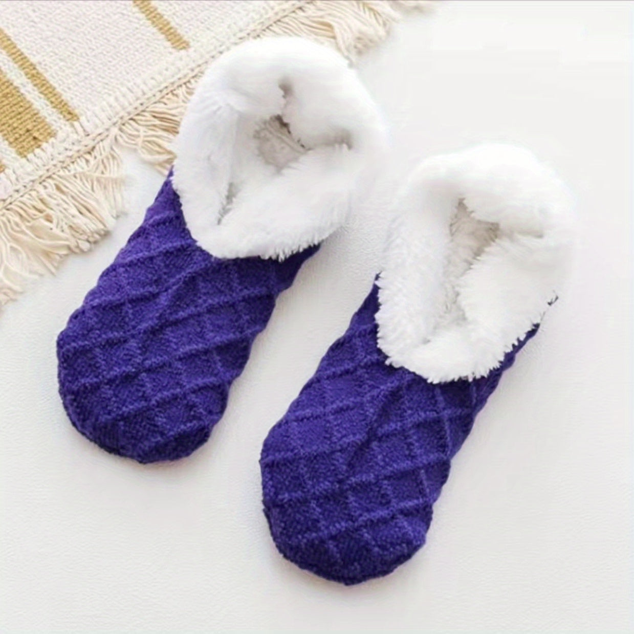 Winter Plush Home Slippers Women Warm Comfortable Cotton Knitted Slipper
