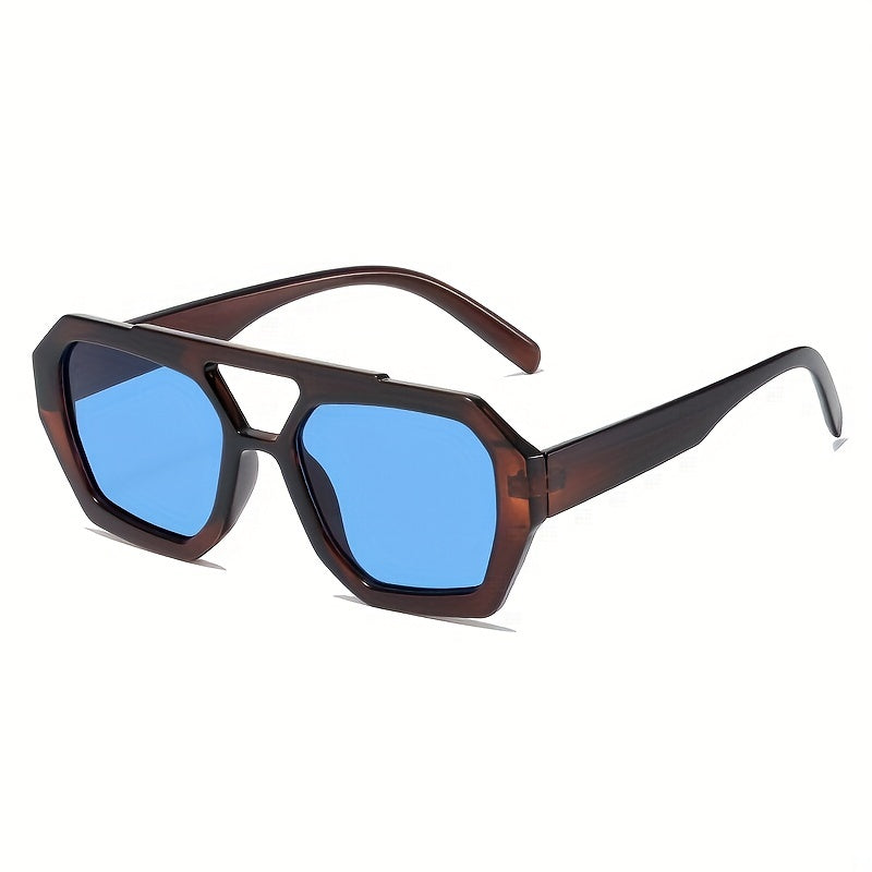 Men's Large Frame Polygon Sunglasses Retro Ocean Film Eyewear
