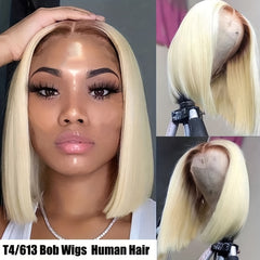 Brazilian 13x4 Lace Front Human Hair Wig Straight Bob Ombre Blonde
