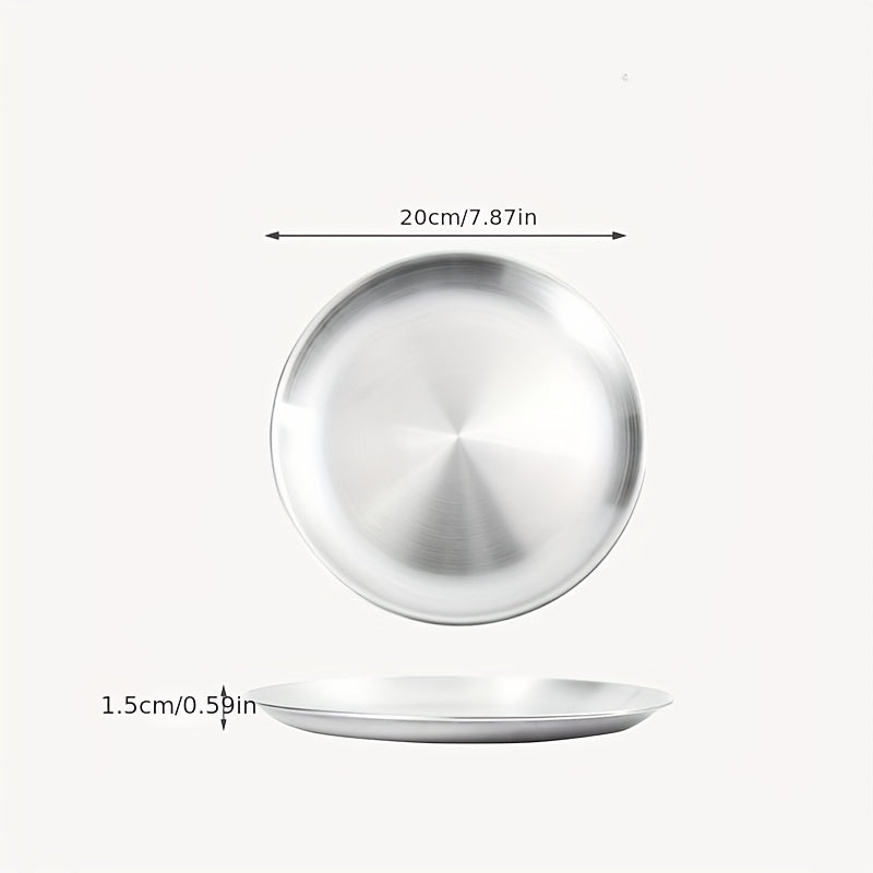Stainless Steel Round Serving Platter for Barbecue Steak Dessert Buffet