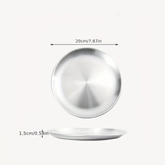 Stainless Steel Round Serving Platter for Barbecue Steak Dessert Buffet