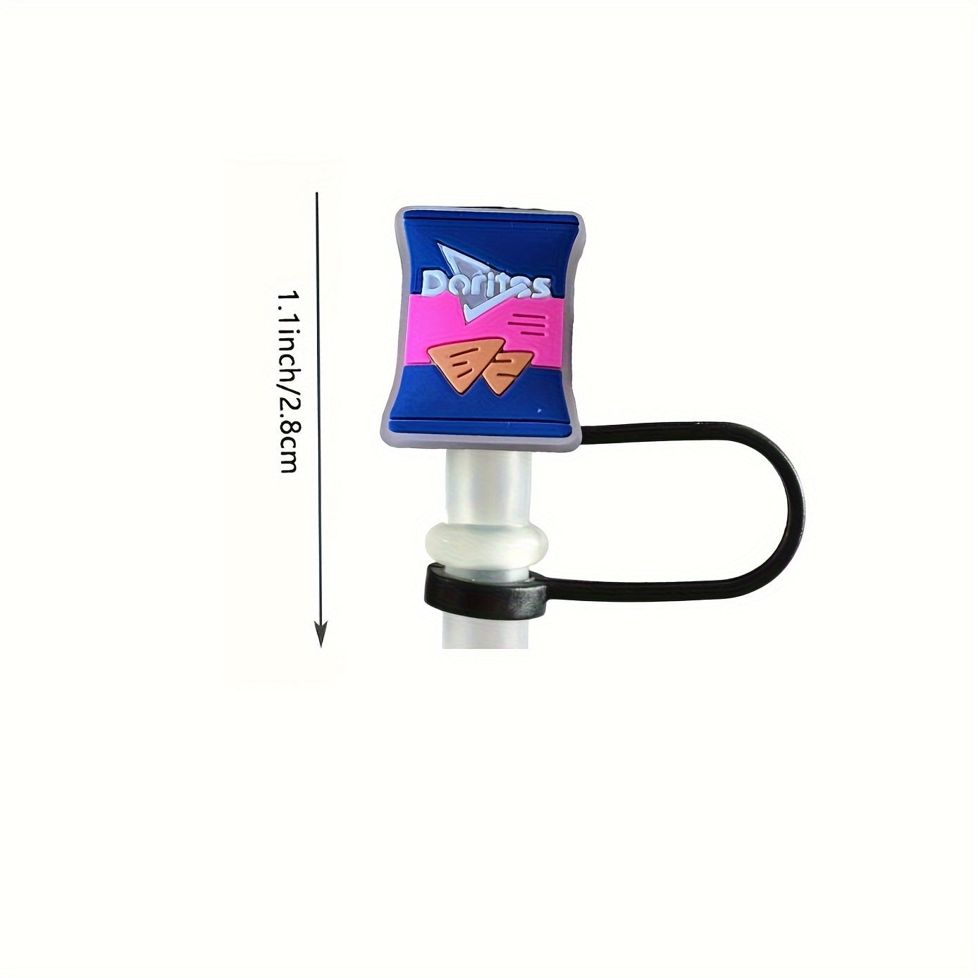 4pcs Cartoon Straw Tip Cover Reusable Silicone Cap + 1pc Straw Cap