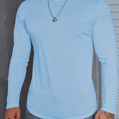 Men's Solid Crew Neck Long Sleeves T shirt Casual Comfy Shirts