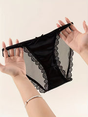 5pcs Mesh Bikini Panties Comfy Semi sheer Women's Lingerie