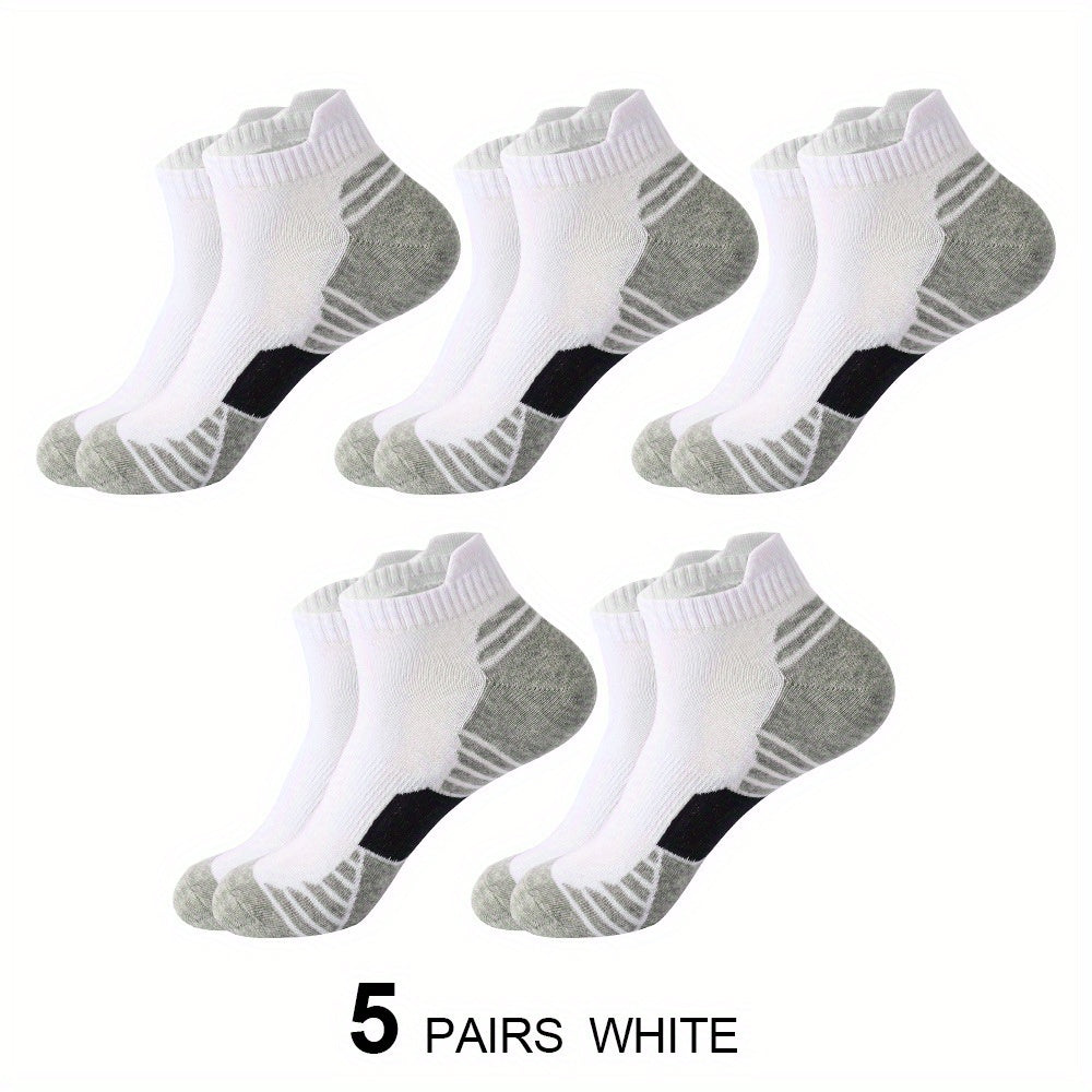 5 Pairs Teens Athletic Cotton Low Cut Striped Sports Socks