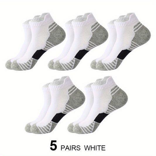 5 Pairs Teens Athletic Cotton Low Cut Striped Sports Socks