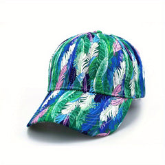 Colorful Feather Print Baseball Cap Hip Hop Dad Hat Adjustable Sun Hats