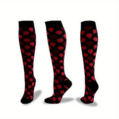 Polka Dot & Lips Print Over The Knee Socks