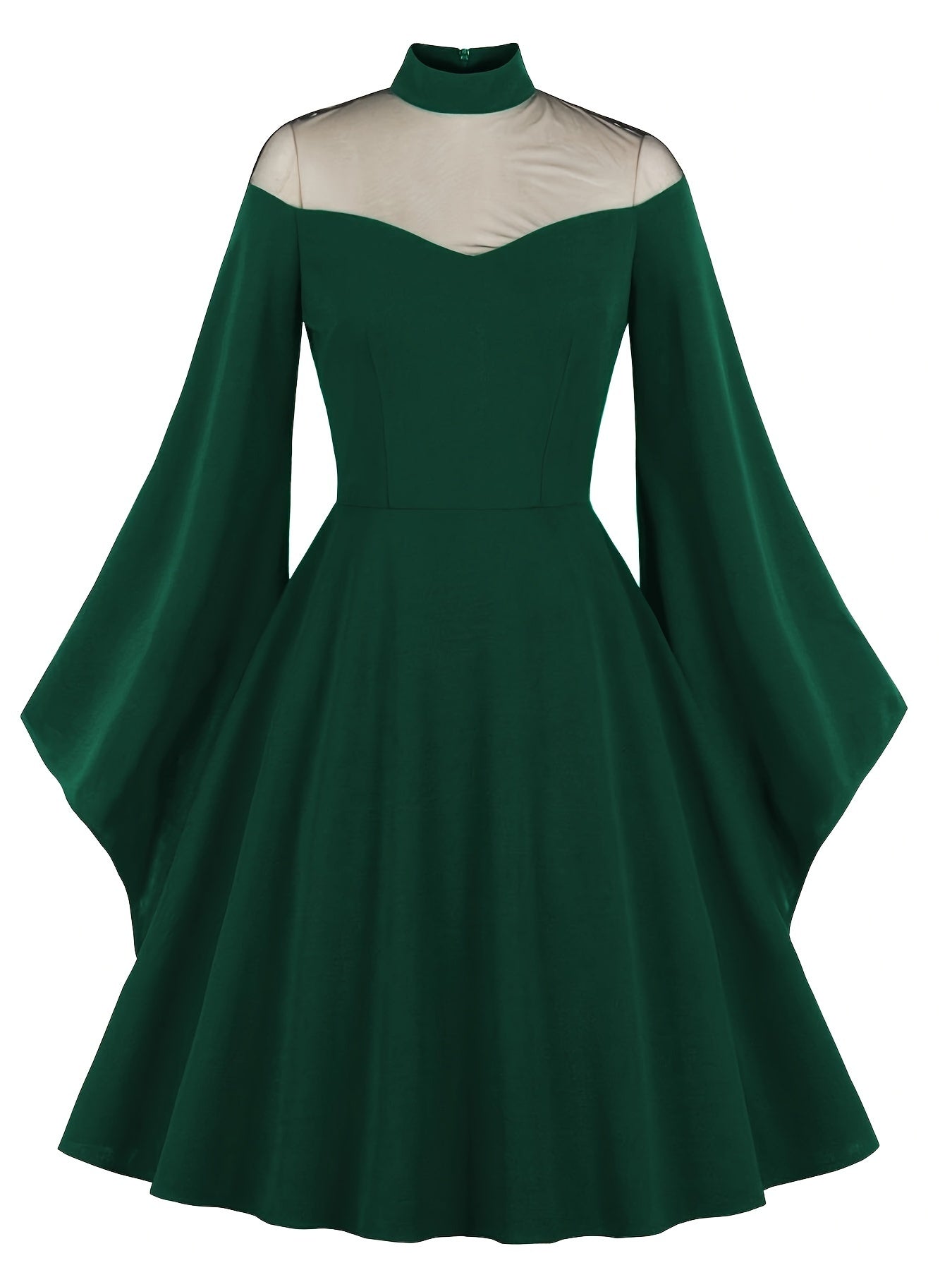 Gothic Dress Mesh Bell Sleeve Swing Party Dress
