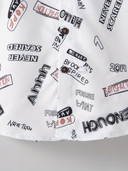 Letter Print Boys Top Lapel Shirt for Summer