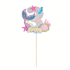 Mermaid Glitter Number Cake Topper 0-9 Birthday Party Decoration