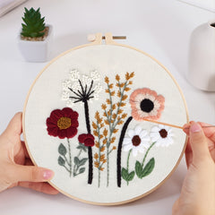 4pcs Flowers Plants Embroidery Kit 7 9 Inch Hoop