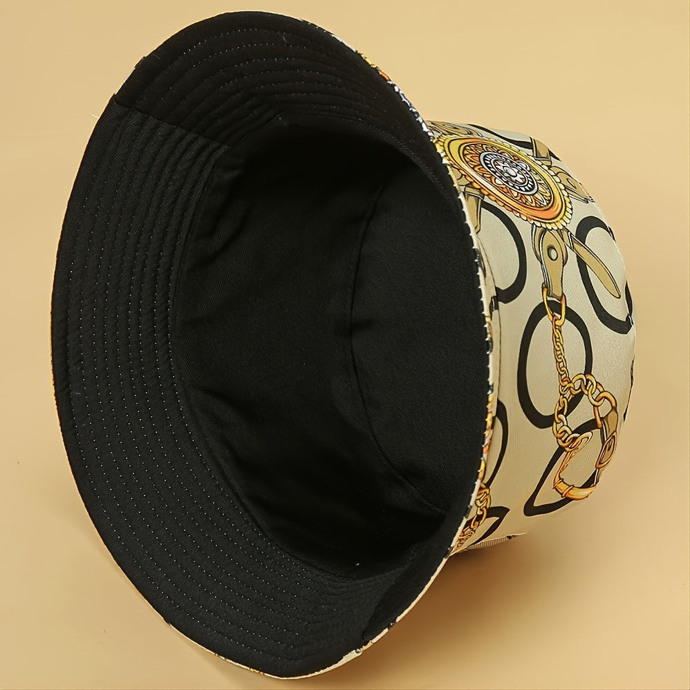 Classic Streetwear Print Windproof Bucket Hat Unisex Outdoor Fishing