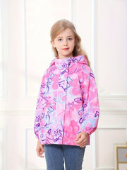 Girls Warm Fleece Waterproof Hooded Jacket Lightweight Outerwear for Outdoor