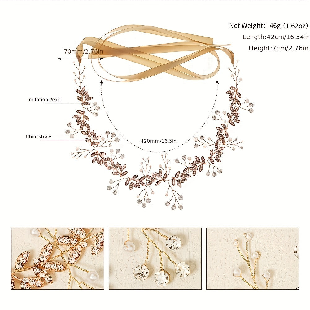 Rhinestone Leaf Hair Band Bridal Wedding Headwear