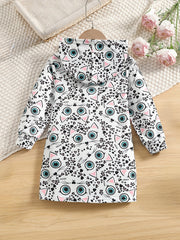 Girls' Kitty Print Casual Hooded Sweatshirt Kids' Hoodie Pullover Coat