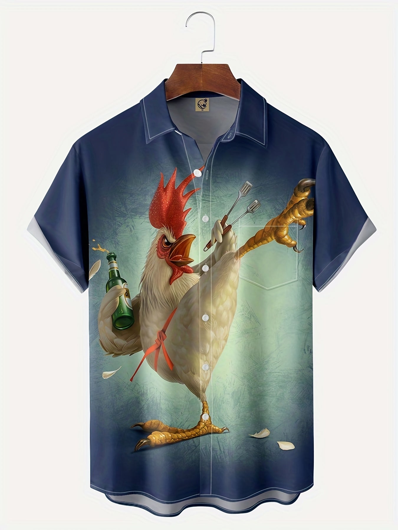 Men's Big Cock Pattern Hawaiian Shirt for Beach Vacation