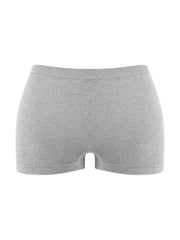3pcs Solid Boyshort Panties Breathable Comfortable Intimates Panties