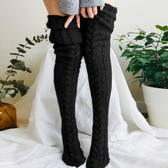 Thick Twist Knit Thigh High Socks Women's Stockings