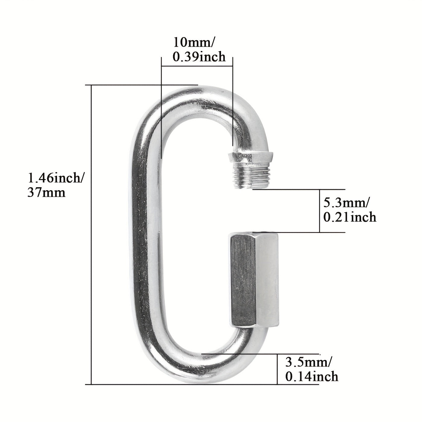 4pcs Stainless Steel Carabiner 2 54 20 32 Cm D Shaped Metal Buckle Keychain