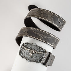 Men's Retro Bull Head Buckle Belt Business Casual Decorative Belt