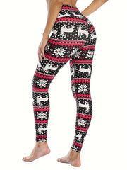 Christmas Snow & Deer Print Yoga Seamless Butt Lifting Leggings High Waist