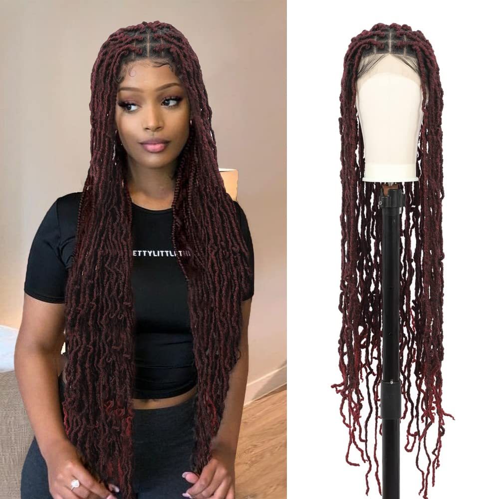 6 Cm Full Double Lace Front Square Knotless Locs Braided Wigs For Women