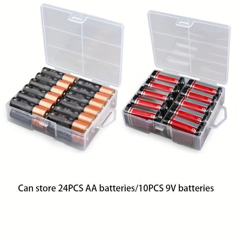 Compact PET Battery Organizer, Holds 24 AA AAA Batteries, Impact Resistant