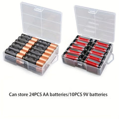 Compact PET Battery Organizer, Holds 24 AA AAA Batteries, Impact Resistant