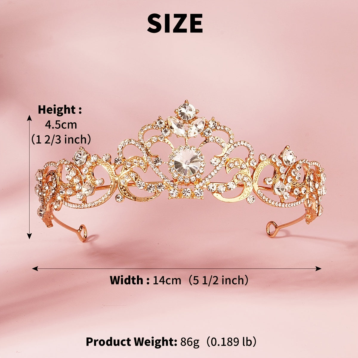 Baroque Rhinestone Tiara Crown for Bridal Princess Women