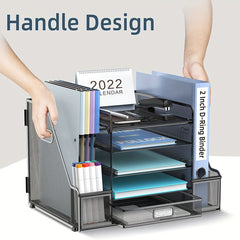 Mesh Desk Organizer 5 Tier with File Holder and Magazine Holder