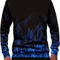 Flame 3D Print Men's Sweatshirt for Autumn Winter