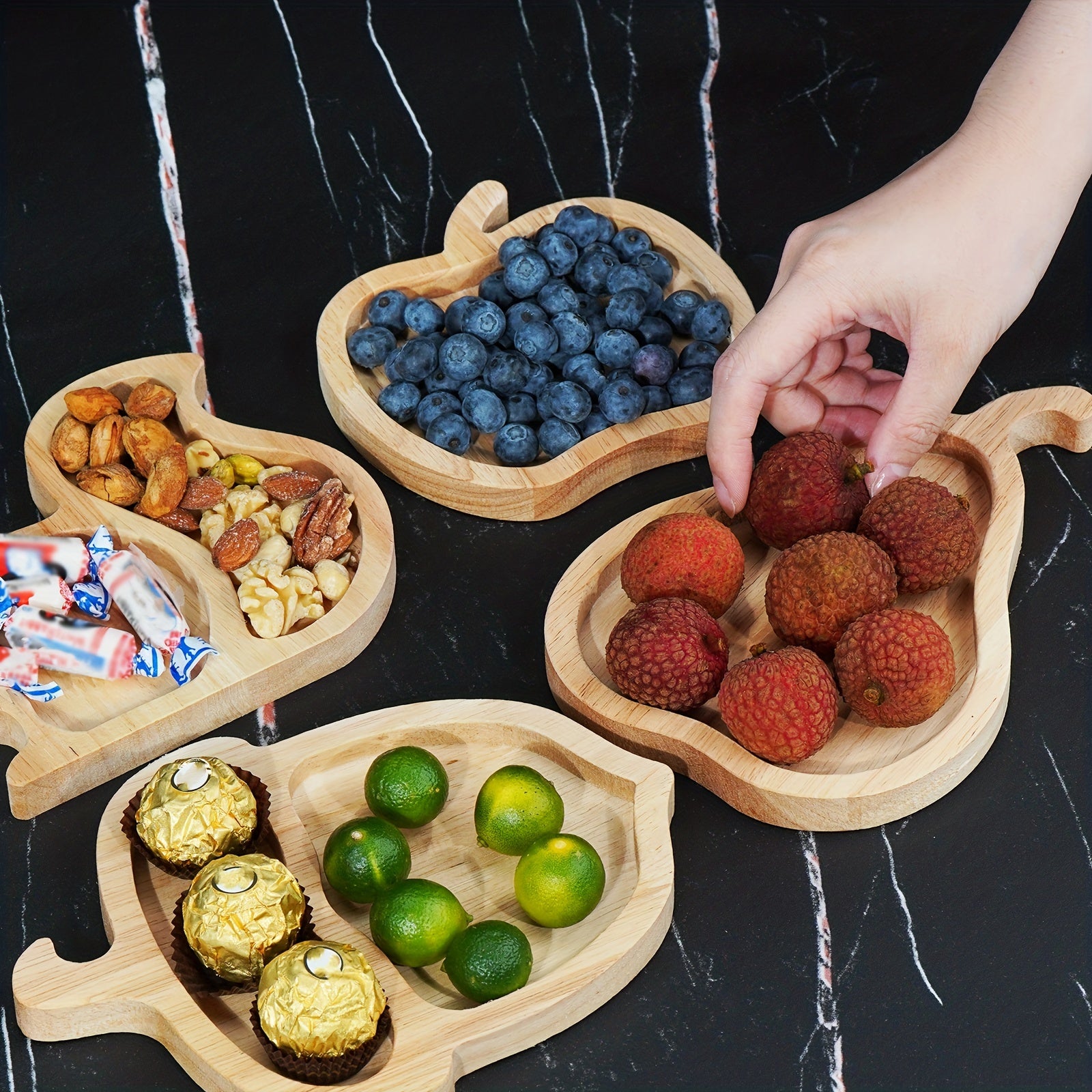 Cute Squirrel Wooden Snack Tray for Fruits and Snacks