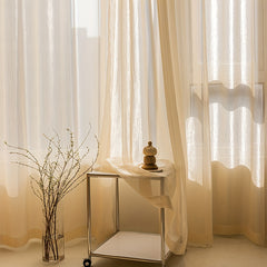 Solid French Sheer Curtain Rod Pocket Curtain for Home Decor