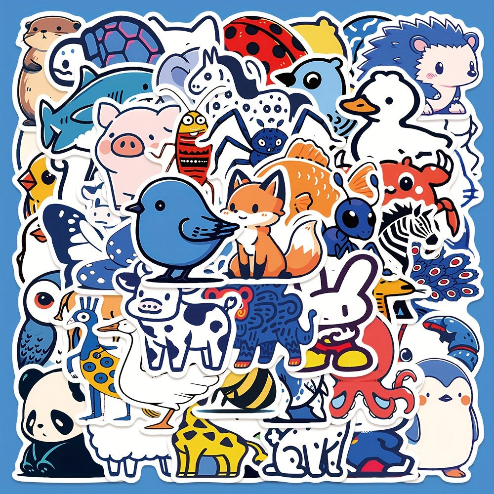 50pcs Cartoon Animal Series Stickers Waterproof Vinyl Stickers