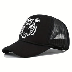 Tiger Print Trucker Hat Hip Hop Mesh Baseball Cap Adjustable Sunshade Dad Hats