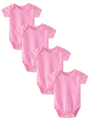 4pcs Baby Girls & Boys Short Sleeve Onesie Set Clothes