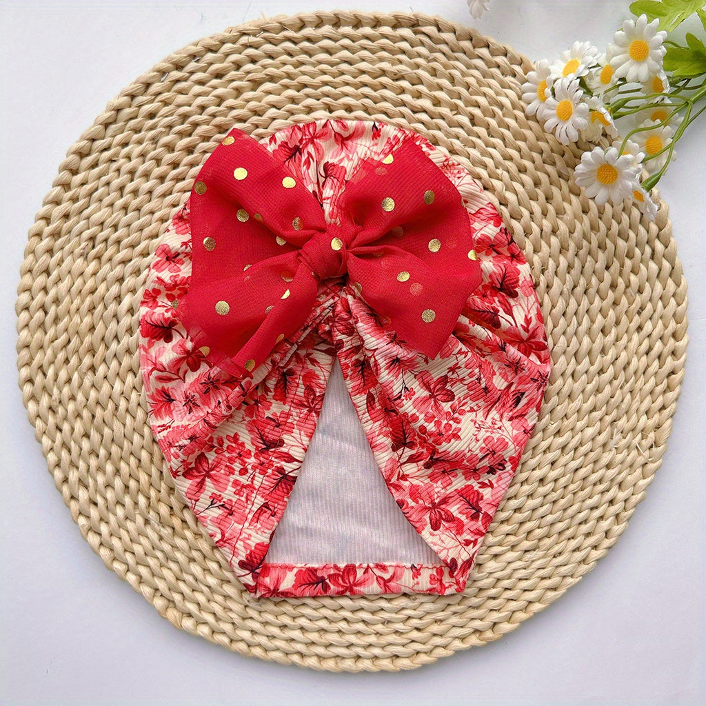 Soft Elastic Baby Print Bow Hat Kids Accessories