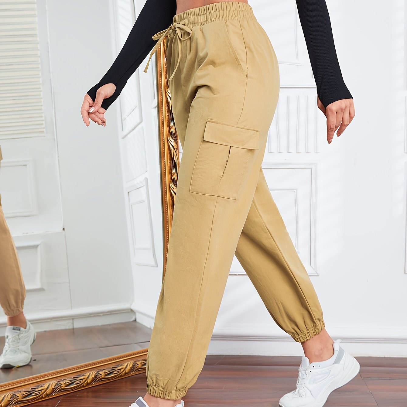 Women's Athleisure Drawstring Jogger Running Cargo Pants
