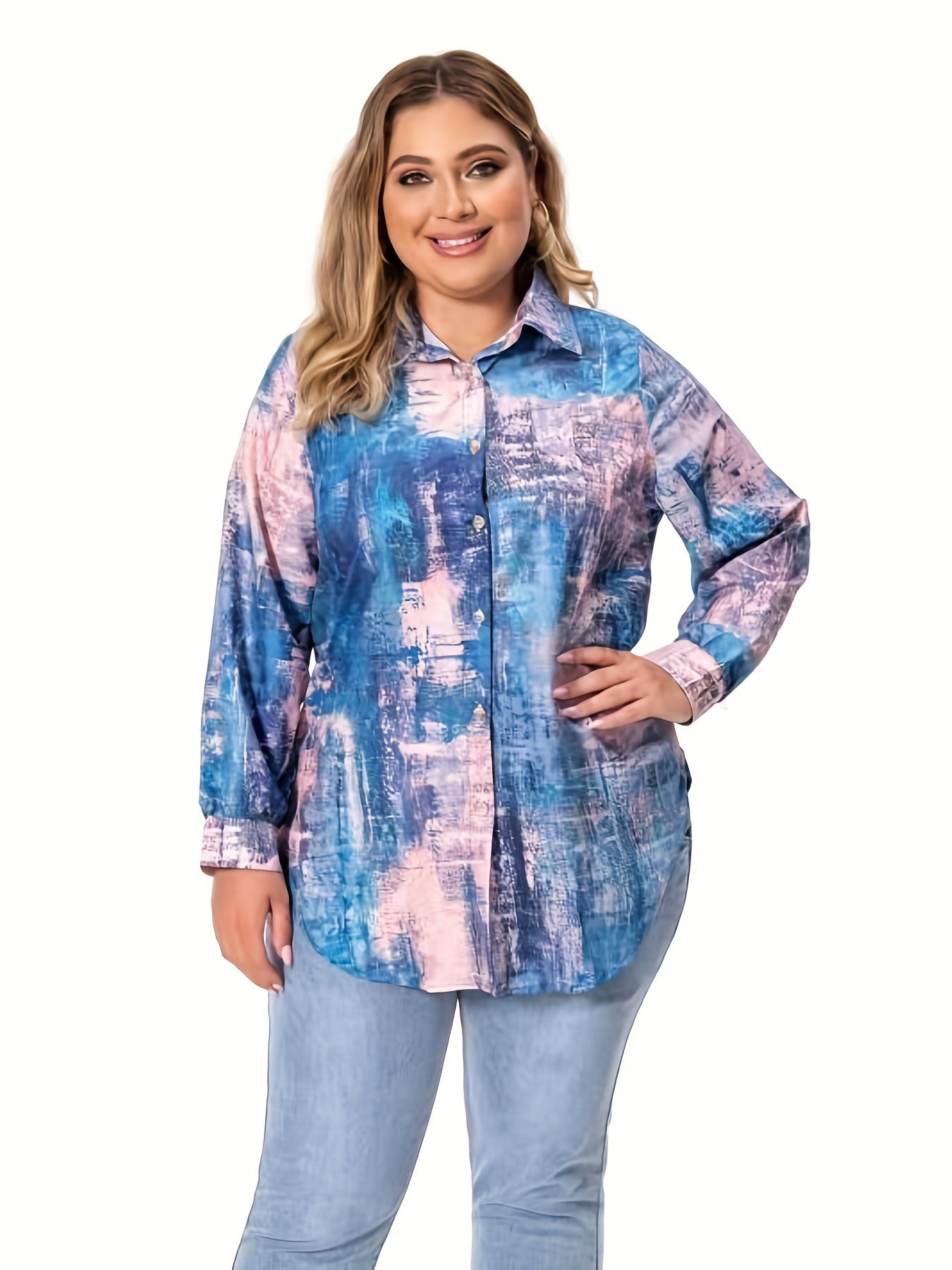 Tie Dye Long Sleeve Button Up Shirt