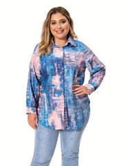 Tie Dye Long Sleeve Button Up Shirt