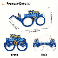 8pcs Hanukkah Paper Glasses Party Photo Props