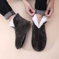 Cozy Plush House Slippers Men Winter Indoor Shoes