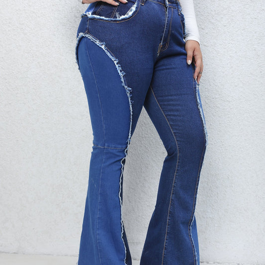 Colorblock High Rise Flared Leg Jeans