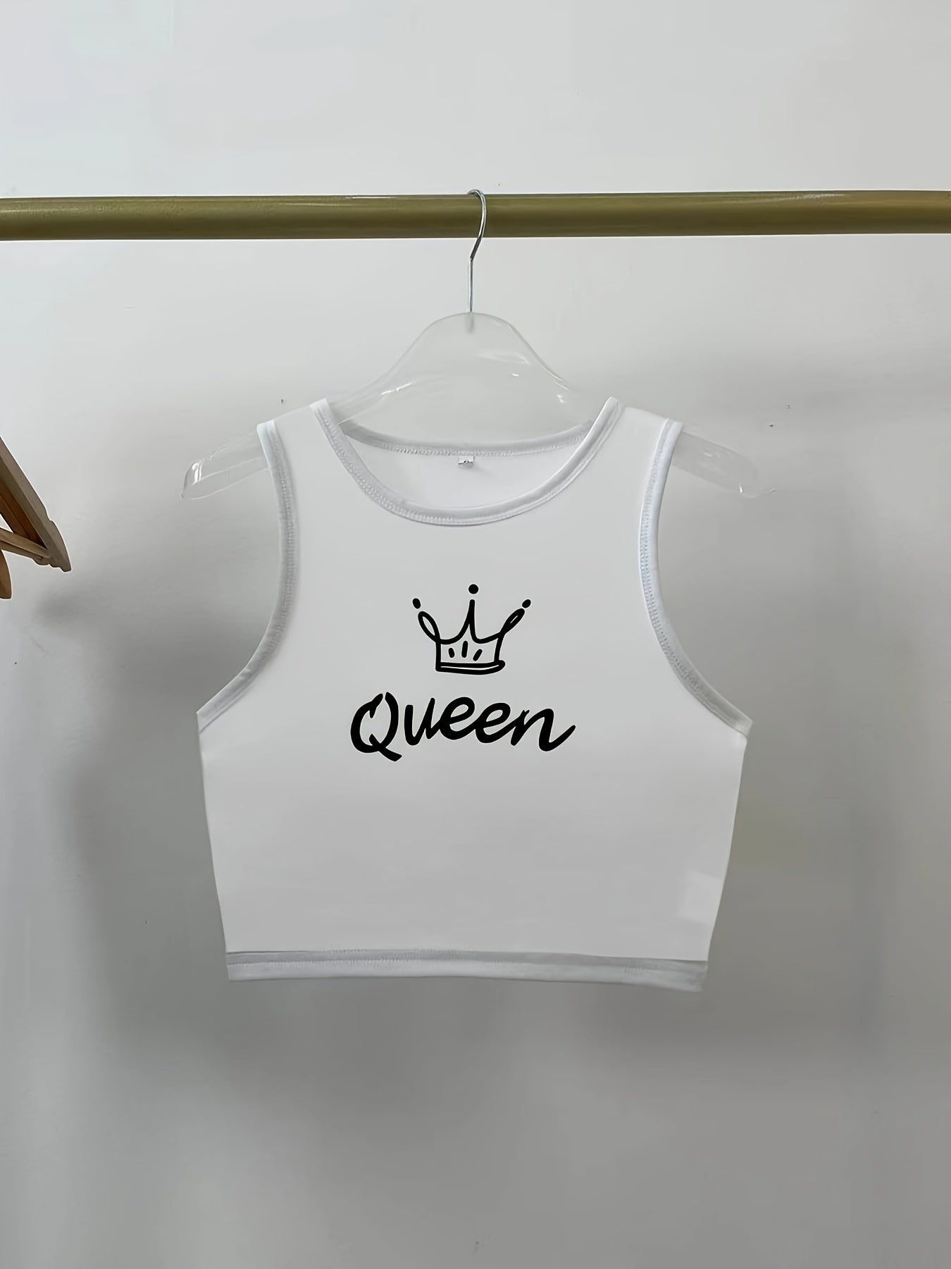 Queen Print Crop Tank Top Sleeveless Sexy Casual Top