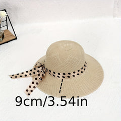 Crochet Bucket Hat with Polka Dot Ribbon Sun Hats